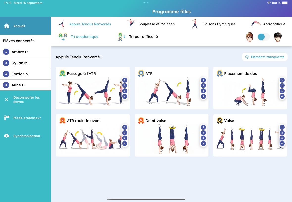 Programme filles : liste des exercices d’appui tendu renversé